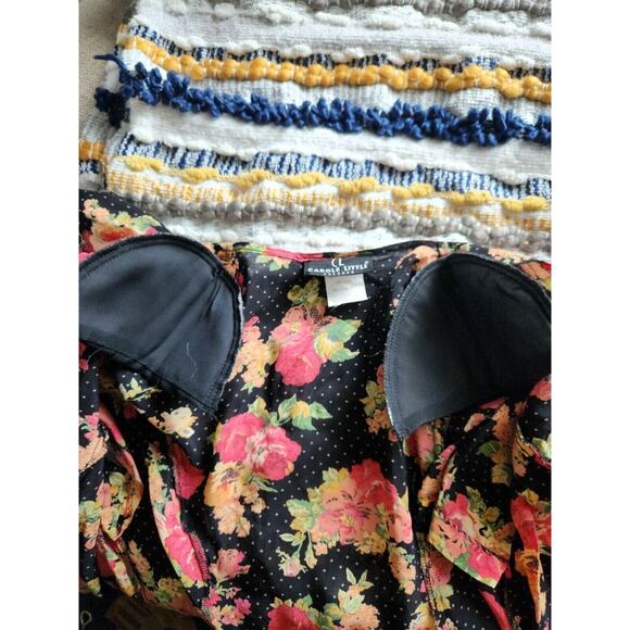 Carol Little Ruffle black & pink colorful floral polka-dot Dress 8 - Picture 8 of 9